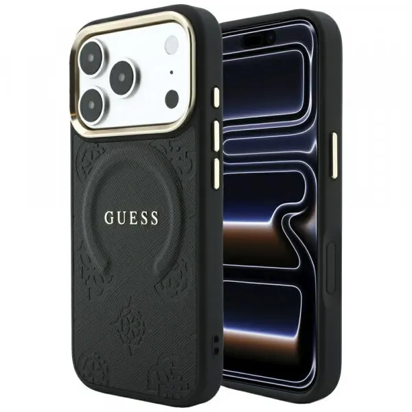 Guess Husa MagSafe pentru Apple iPhone 18 Pro Max / 17 Pro Max, Guess, Saffiano Peony Ring, Neagra