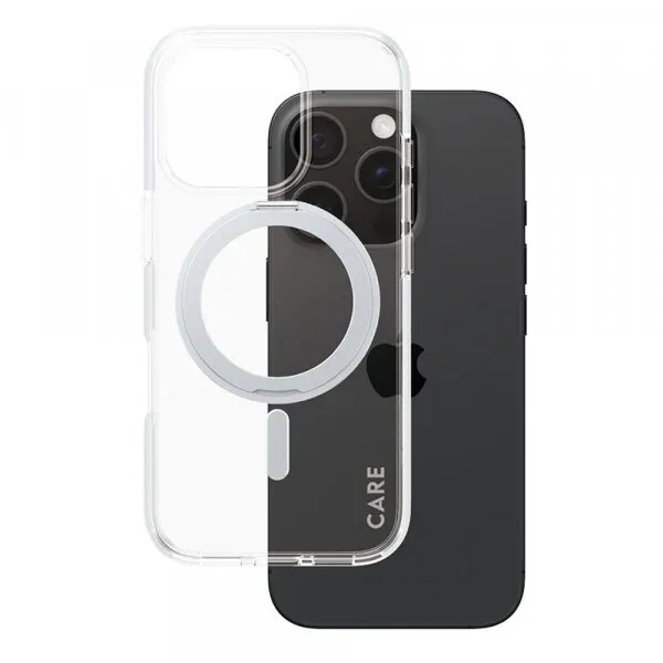 Panzerglass Husa MagSafe pentru Apple iPhone 16 Pro, PanzerGlass, Care Feature Kickstand, Transparenta Argintie