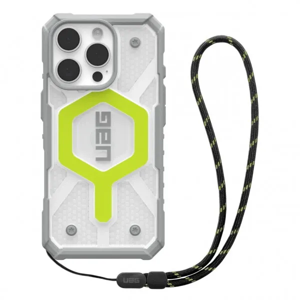 Urban Armor Gear Husa MagSafe pentru Apple iPhone 16 Pro, Urban Armor Gear, Pathfinder Clear with Lanyard, Verde