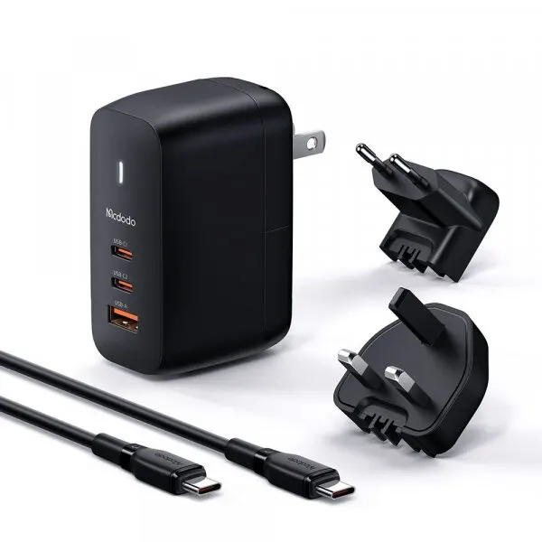 Mcdodo Incarcator Retea Cu Cablu USB-C McDodo CH-8442 Mecha Travel, 65W, 5A, 1 x USB-A - 2 x USB-C, Negru