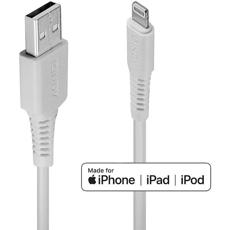 Lindy CABLU alimentare si date Lindy pt.smartphone, Lightning la USB 2.0, 3 m, PVC, Alb, LY-31328