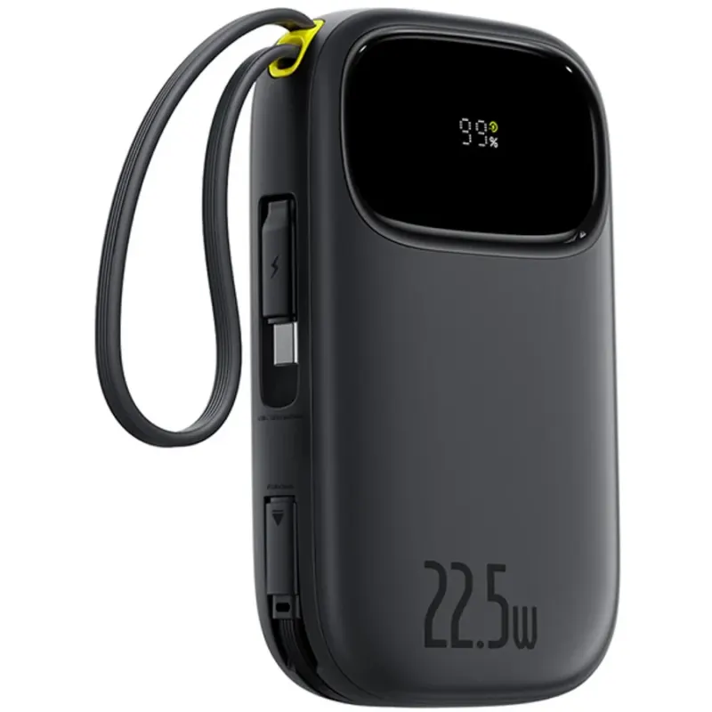 BASEUS Baterie externa Baseus EnerFill FC31 10.000 mAh, Digital Display, 22.5W, cu cablu USB-C si Lightning inclus, Negru