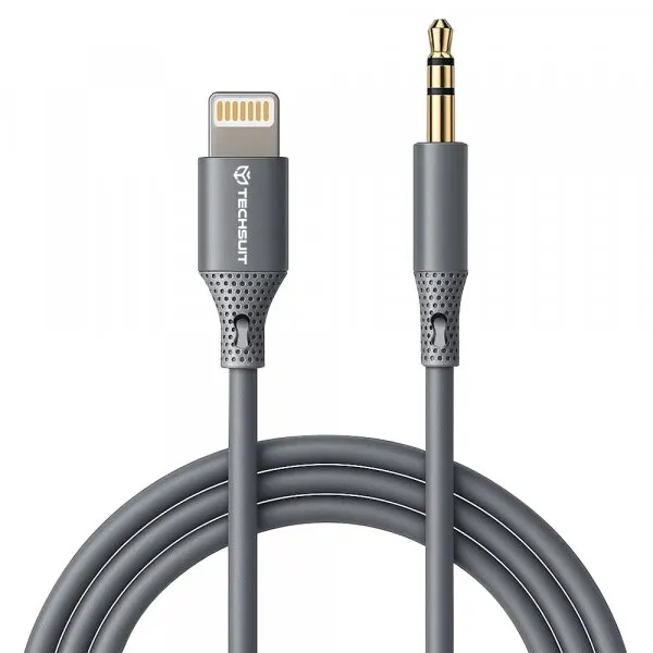techsuit Cablu Audio Lightning - 3.5mm Techsuit AC5 SoundFlex, 1m, Gri