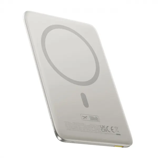 BASEUS Baterie Externa Wireless Baseus PicoGo AM41, 5000mAh, 20W, PD + FQI, 1 x QI - 1 x USB-C, Bej