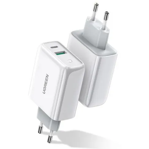 Ugreen INCARCATOR retea Ugreen, CD170 Quick Charge 36W, USB x 1, USB Type-C x 1, 5V/3.4A max, alb