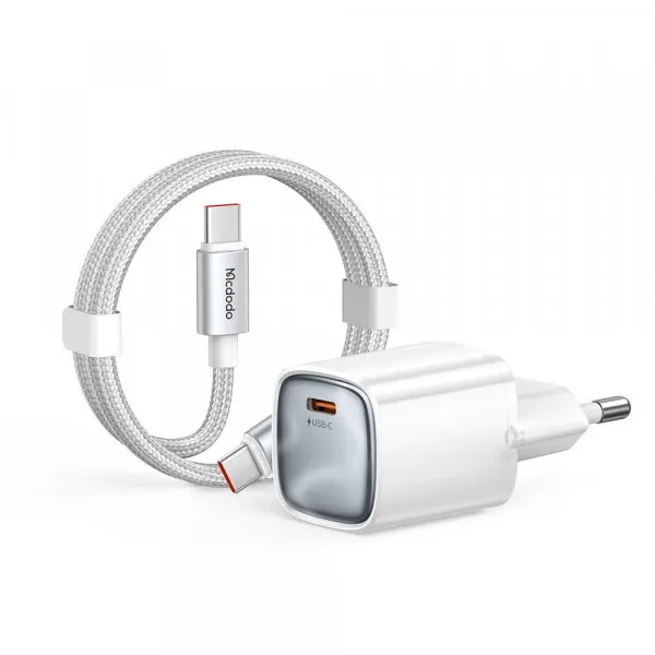 Mcdodo Incarcator Retea Cu Cablu USB-C Mcdodo Nano CH-8263, 65W, 3.25A, 1 x USB-C, Alb