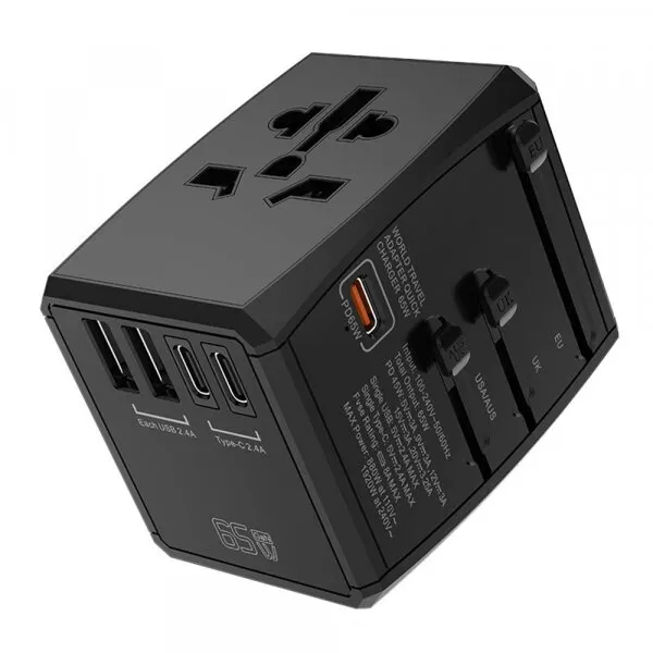 techsuit Incarcator Retea Techsuit HHT906 Travel, 65W, 3.25A, 2 x USB-A - 2 x USB-C, Negru