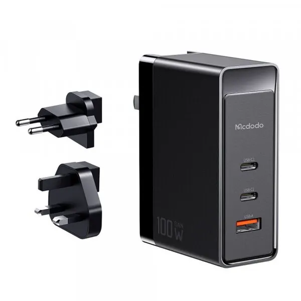 Mcdodo Incarcator Retea McDodo CH-8101 Pro Nuc AR Power Travel, 100W, 5A, 1 x USB-A - 2 x USB-C, Negru