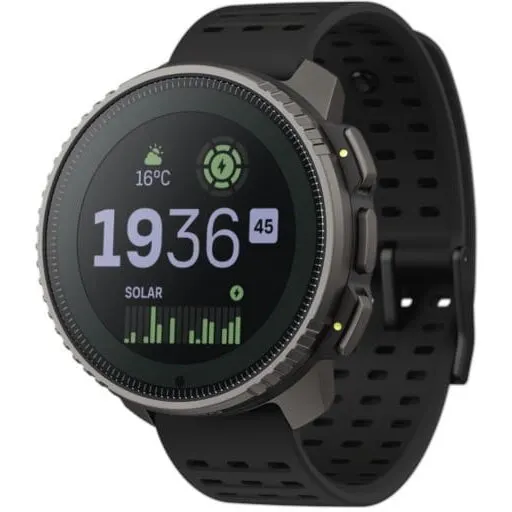 Suunto Ceas inteligent Solar Suunto Vertical, 1.4 inch, dispozitiv din Titan culoare Gri, Curea silicon Negru