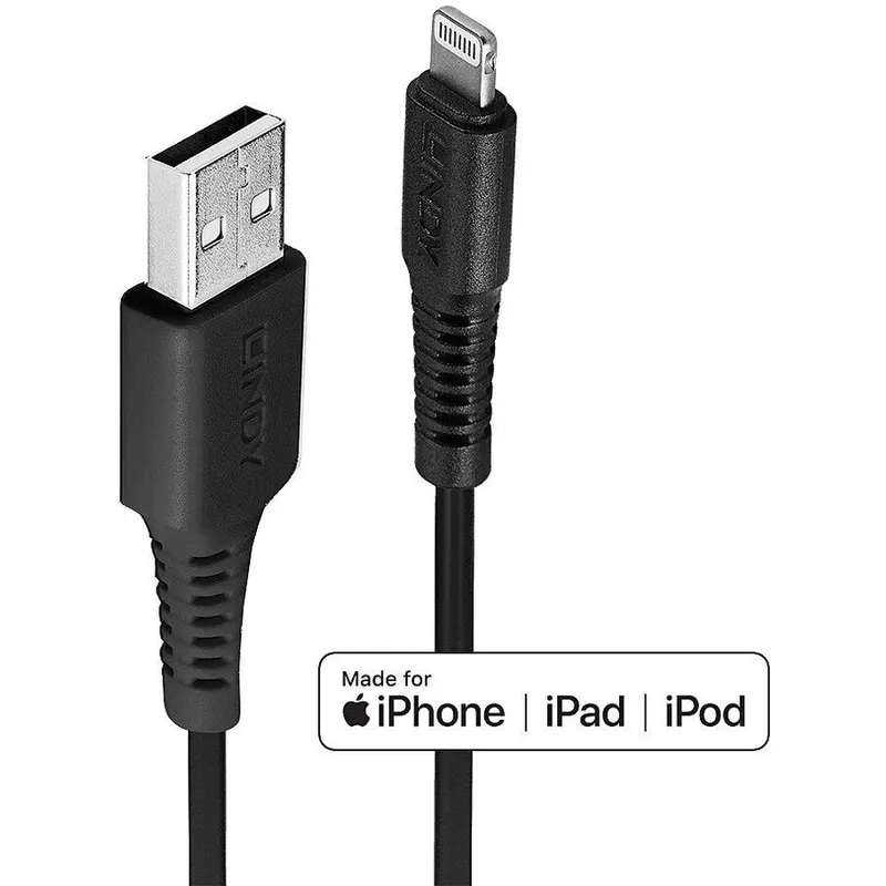 Lindy CABLU alimentare si date Lindy pt. smartphone Lightning la USB 2.0, 0.5 m, PVC, Negru, LY-31319