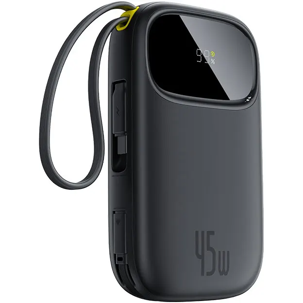 BASEUS Baterie externa Baseus EnerFill FC31 10.000 mAh, USB-C, USB-A, cabluri USB-C duale, Digital Display, 45W, Negru