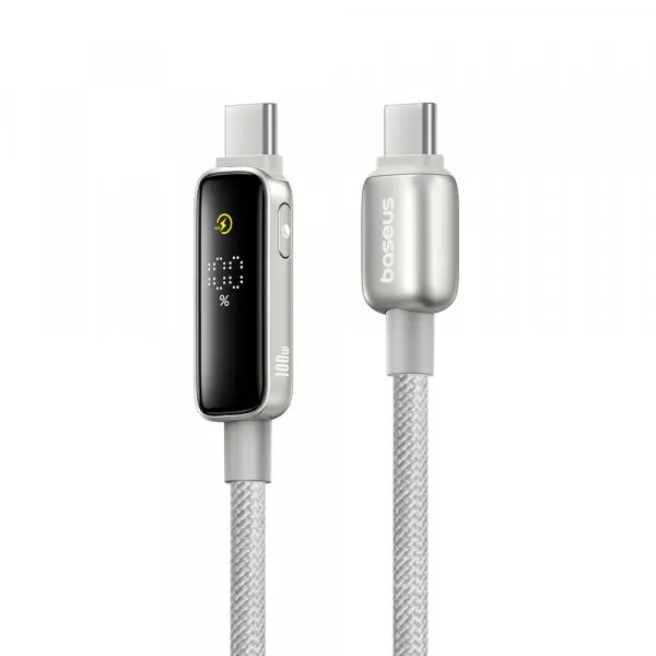 BASEUS Cablu Date si Incarcare USB-C - USB-C Baseus Vipow Display, 100W, 1m, Gri P10381802851-00