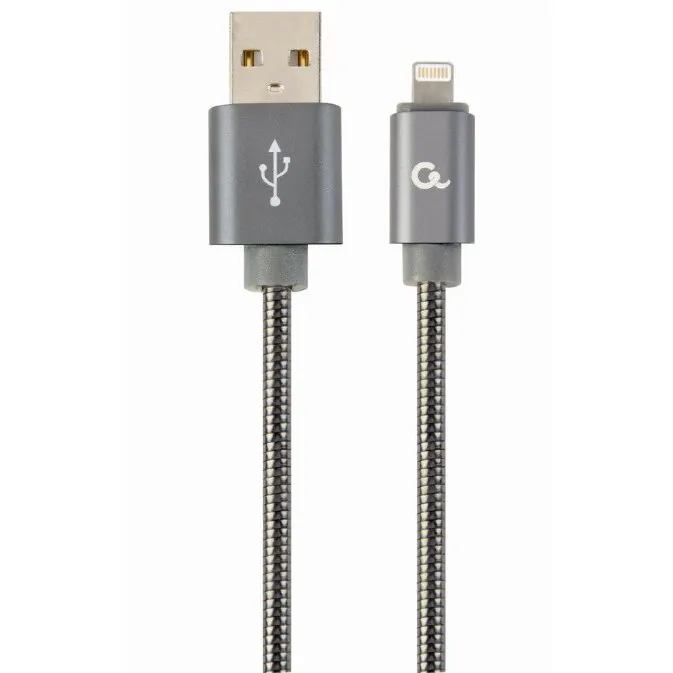 GEMBIRD Cablu alimentare si date Gembird, USB 2.0 (T) la tip Lightning (T), 1m, Gri / Alb, CC-USB2S-AMLM-1M-BG