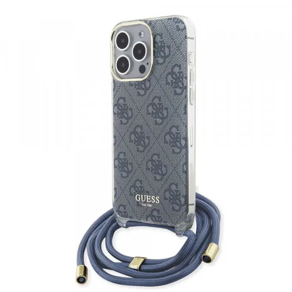 Guess Husa pentru Apple iPhone 15 Pro, Guess, Crossbody Cord 4G Print, Albastra