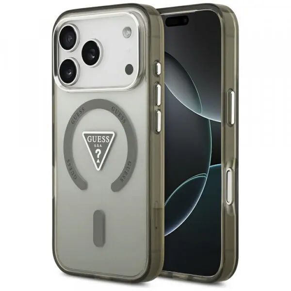 Guess Husa MagSafe pentru Apple iPhone 17 Pro Max, Guess, IML Gradient Triangle Logo, Kaki