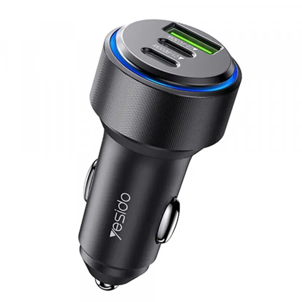 Yesido Incarcator Auto Yesido Y50, 60W, 3A, 1 x USB-A - 2 x USB-C, Negru