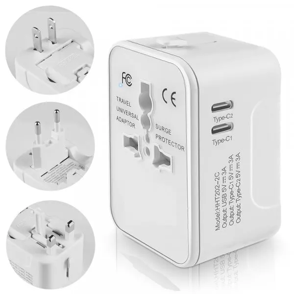 techsuit Incarcator Retea Techsuit HHT202-2C Travel, 15W, 3A, 2 x USB-C, Alb