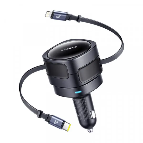 BASEUS Incarcator Auto Cu Cablu USB-C / Lightning Baseus Enjoyment Max, 60W, 3A, Negru C00035507121-00