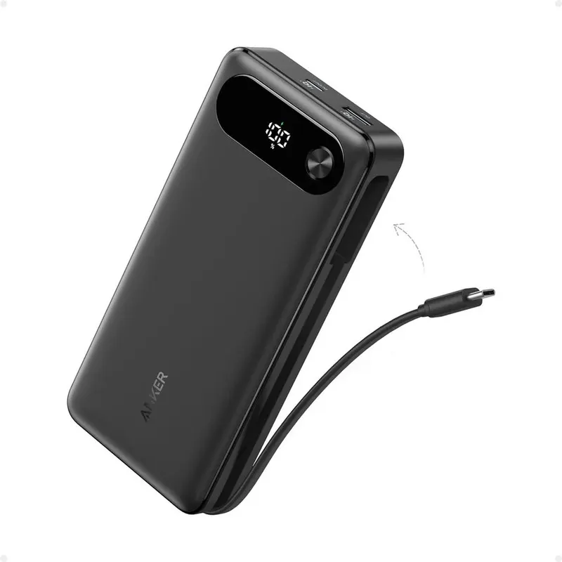 Anker POWER BANK Anker 20.000 mAh, 87W total PD si Power IQ 3.0, incarca max 65W/port, 2x USB-C, 1x USB-A, cablu USB-C atasat, 440 g, negru
