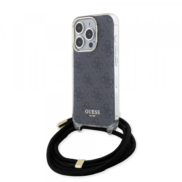 Guess Husa pentru Apple iPhone 15 Pro, Guess, Crossbody Cord 4G Print, Neagra