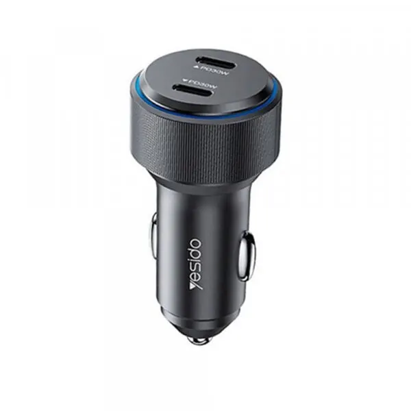 Yesido Incarcator Auto Yesido Y48, 60W, 3A, 2 x USB-C, Negru