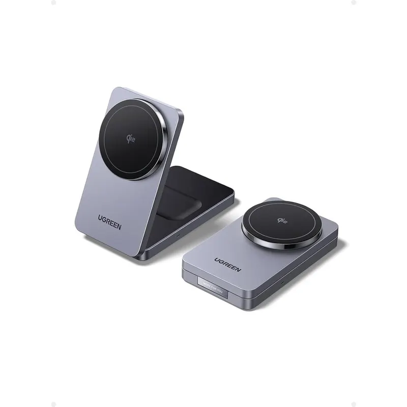 Ugreen Incarcator wireless Ugreen 2-in-1 Qi2, USB-C, 15W, MagSafe, Gri