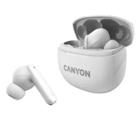 Casti True Wireless Canyon TWS-8, Bluetooth, ENC, Microfon (Alb)