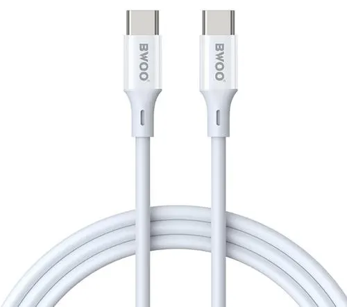 Cablu Date si Incarcare USB-C - USB-C BWOO X282, 60W, 1m, Alb