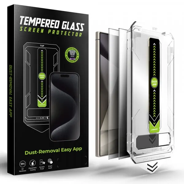 techsuit Folie de protectie Ecran Privacy Techsuit TitanGlass CrystalHD pentru Samsung Galaxy S24 Ultra S928, Sticla Securizata, Full Glue, Set 2 bucati