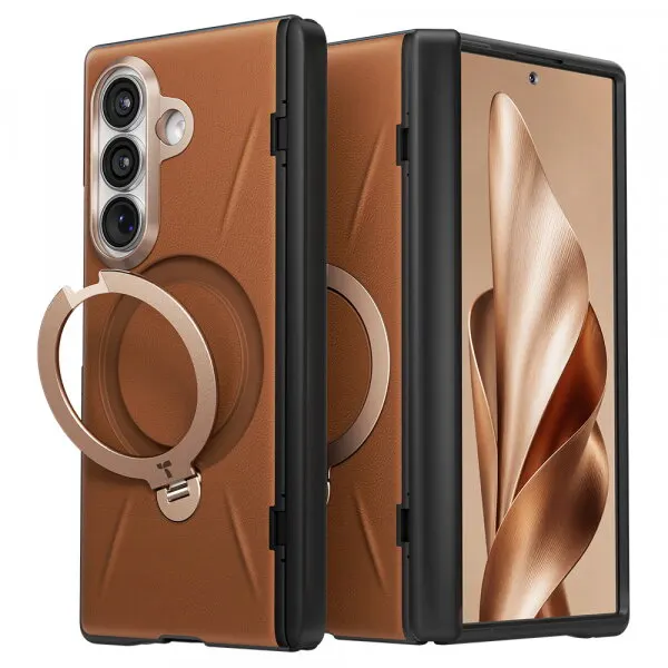 Torras Husa MagSafe pentru Samsung Galaxy Z Fold8 Ultra F976, Torras, QPRO Leather, Maro