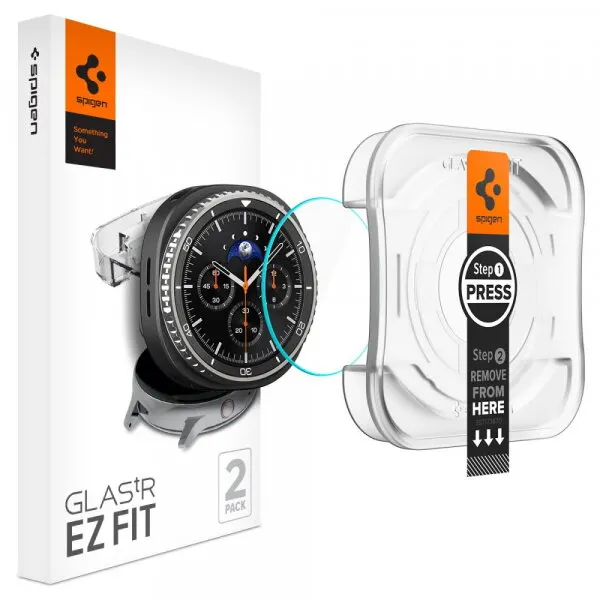 Spigen Folie Protectie Spigen GlastR EZ FIT pentru Samsung Galaxy Watch8 Classic, Set 2 bucati, Sticla Securizata AGL09877