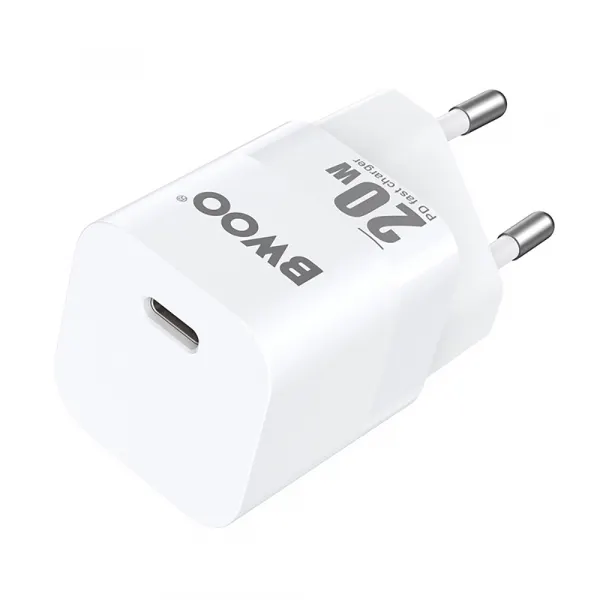 BWOO Incarcator Retea BWOO CDA155, 20W, 3A, 1 x USB-C, Alb