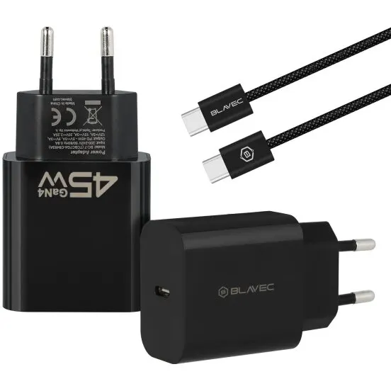Blavec Incarcator Retea Cu Cablu USB-C Blavec BC-7, 45W, 3A, 1 x USB-C, Negru