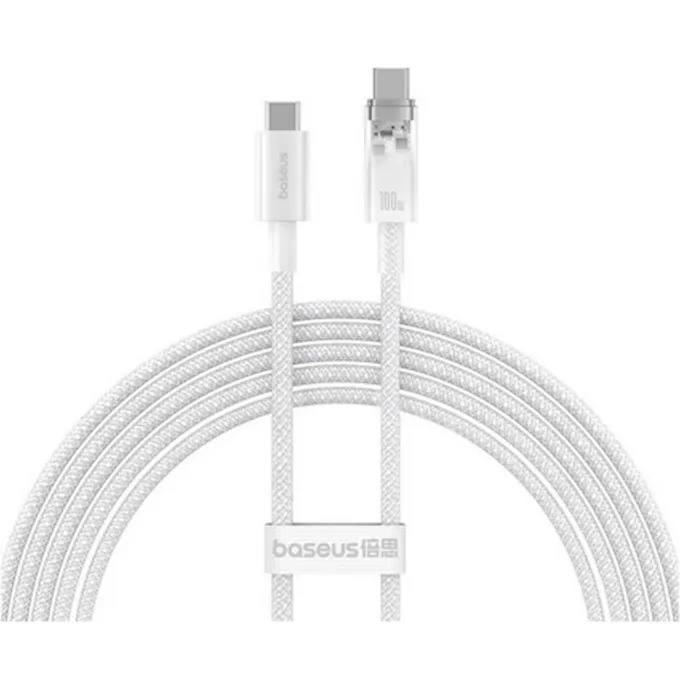 BASEUS Cablu Baseus Explorer Series, USB-C la USB-C, 100W, 1m, Alb