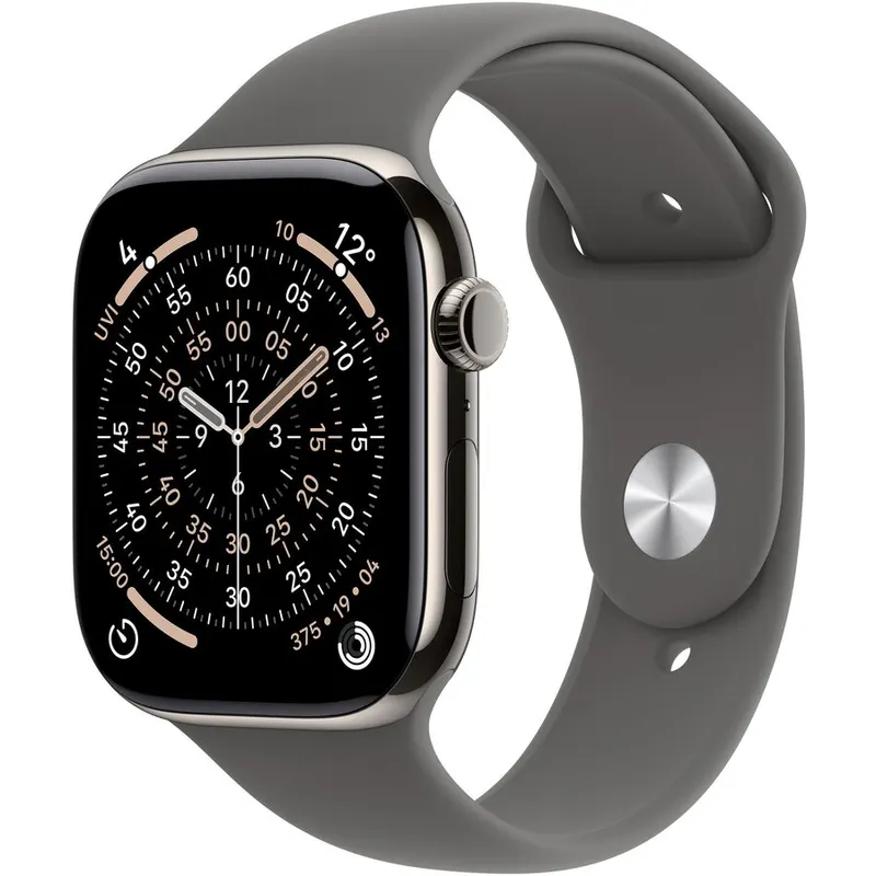 Apple Apple Watch 11 GPS + Cellular, Carcasa Natural Titanium 46mm, Stone Grey Sport Band - S/M