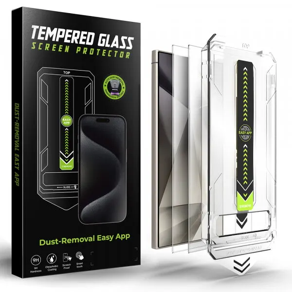techsuit Folie de protectie Ecran Techsuit TitanGlass CrystalHD pentru Samsung Galaxy S24 Ultra S928, Sticla Securizata, Full Glue, Set 2 bucati