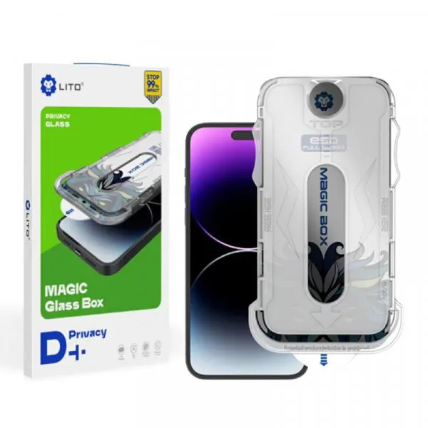 LITO Folie de protectie Ecran Privacy Lito Magic Glass Box D+ Tools pentru Apple iPhone 16, Sticla Securizata, Full Glue