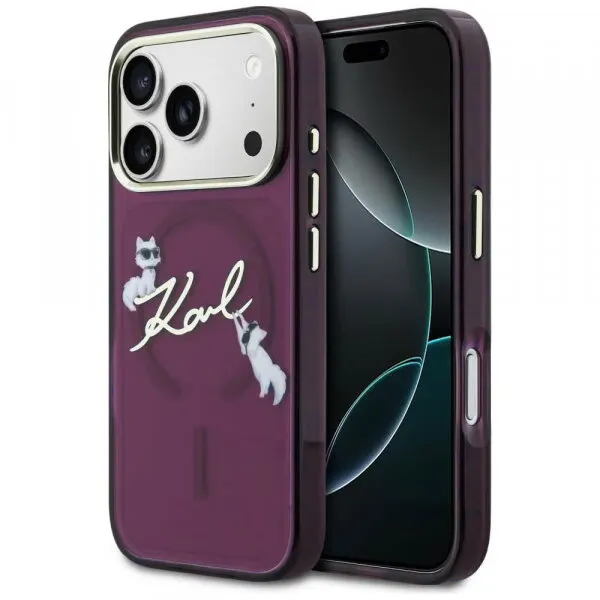 Karl Lagerfeld Husa MagSafe pentru Apple iPhone 18 Pro / 17 Pro, Karl Lagerfeld, IML Choupette Karl Script Logo, Visinie