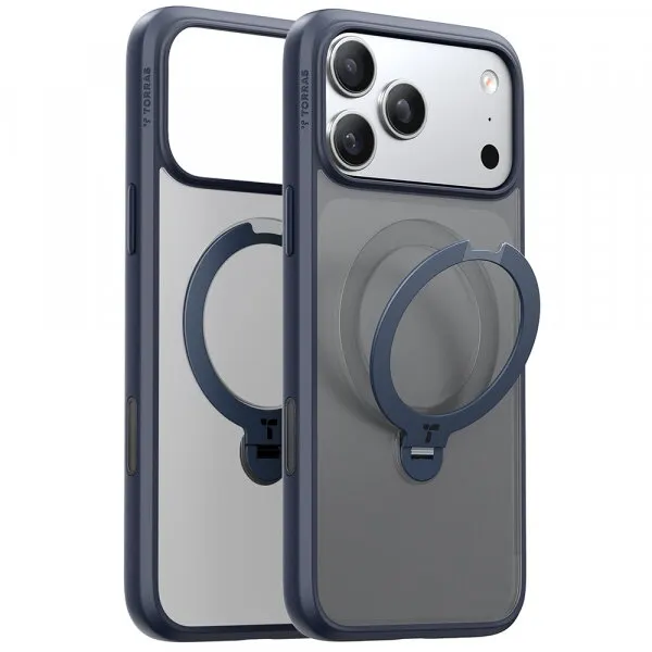 Torras Husa MagSafe pentru Apple iPhone 17 Pro Max, Torras, Ostand Spin, Bleumarin