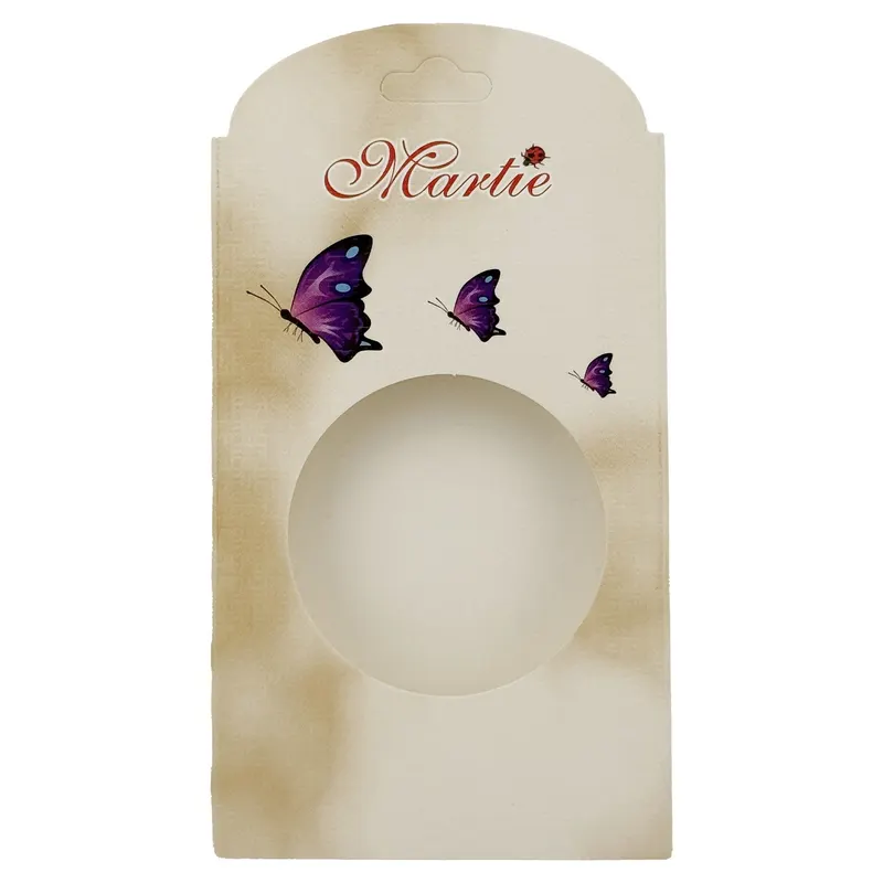 Ambalaje de Carton pentru Martisoare, Flippy, Set 200 Bucati, Cutii Brosa, Model Fluturi Mov, Alb/Crem