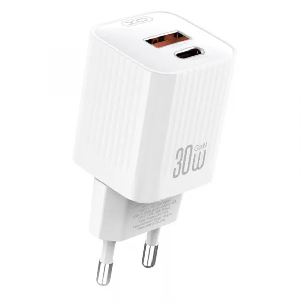 XO Design Incarcator Retea XO Design L149, 30W, 3A, 1 x USB-A - 1 x USB-C, Alb
