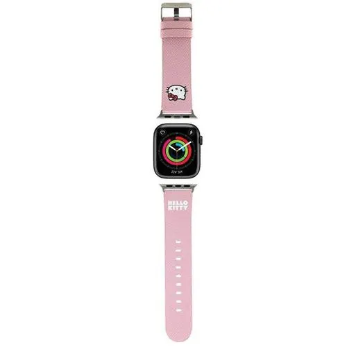 Curea Hello Kitty Leather Kitty Head pentru Apple Watch 42mm / 41mm / 40mm / 38mm Series, Roz