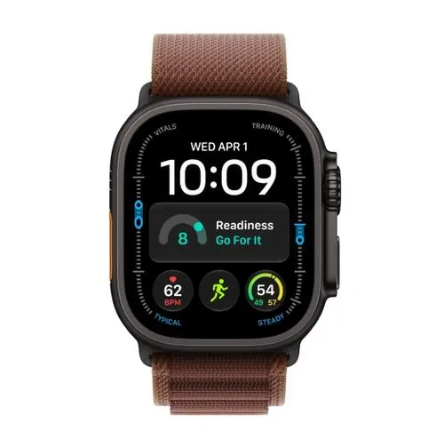 Smartwatch Apple Watch Ultra 4, GPS + Cellular, 49mm, Ecran Retina LTPO OLED, Chip S11 cu Procesor Dual-Core, 64GB Flash, Wi-Fi, Bluetooth, Carcasa Titanium, Curea Alpine Loop Medium (Negru)