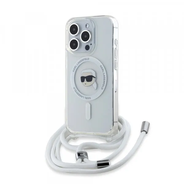 Karl Lagerfeld Husa MagSafe pentru Apple iPhone 15 Pro Max, Karl Lagerfeld, IML Crossbody Karl's Head, Transparenta