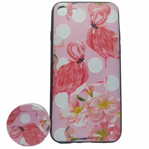 Apple, Husa Apple iPhone 6 Plus / 6S Plus Multicolor Model Flamingo + Suport inclus