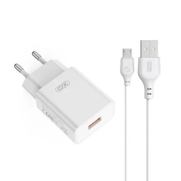 XO Design Incarcator Retea Cu Cablu microUSB XO Design L127, 18W, 3A, 1 x USB-A, Alb