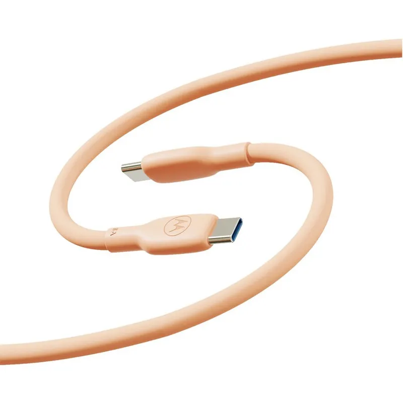 Motorola Cablu date si incarcare Motorola, USB-Type-C la USB Type-C (USB 2.0), 5A, lungime 2m, Silicone Cable - Peach Fuzz