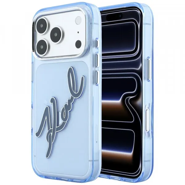 Karl Lagerfeld Husa pentru Apple iPhone 18 Pro Max / 17 Pro Max, Karl Lagerfeld, IML Big Signature Resin Logo Metal Frame, Albastra