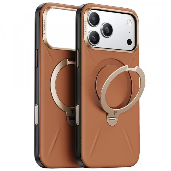 Torras Husa MagSafe pentru Apple iPhone 17 Pro, Torras, QPRO Leather, Maro