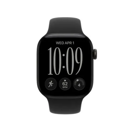 Smartwatch Apple Watch 12, GPS + Cellular, 42mm, Ecran Retina LTPO OLED, Chip S11 cu Procesor Dual-Core, 64GB Flash, Wi-Fi, Bluetooth, Carcasa Aluminiu, Curea Sport Band M/L (Negru)